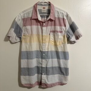 Men’s Levi’s Short Sleeve Button Down Shirt Red, White, Blue & Yellow Size Large